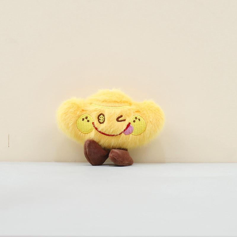 Fortune Lucky Gold Coin Pendant Plush Yuanbao Keychain  Bag Charm Toy Doll