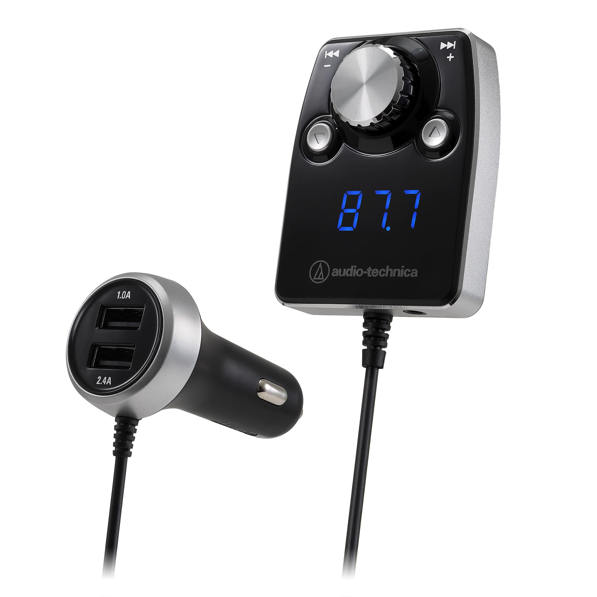 

Audio Technica SV Bluetooth FM-передатчик раздельного типа корпуса 141 канал для зарядки смартфона и планшета через USB-порт серебристый AT-FMR5BT серебряный