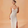 2026 summer new beach dress women's solid color suspender knee vacation bikini swimsuit with dress
