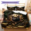 Orange Cat Pattern Bedding Quilt Set Quilt Cover Pillowcase Home Decoration Gift (1 * Duvet Cover + 2 * Pillowcase, Without Core)