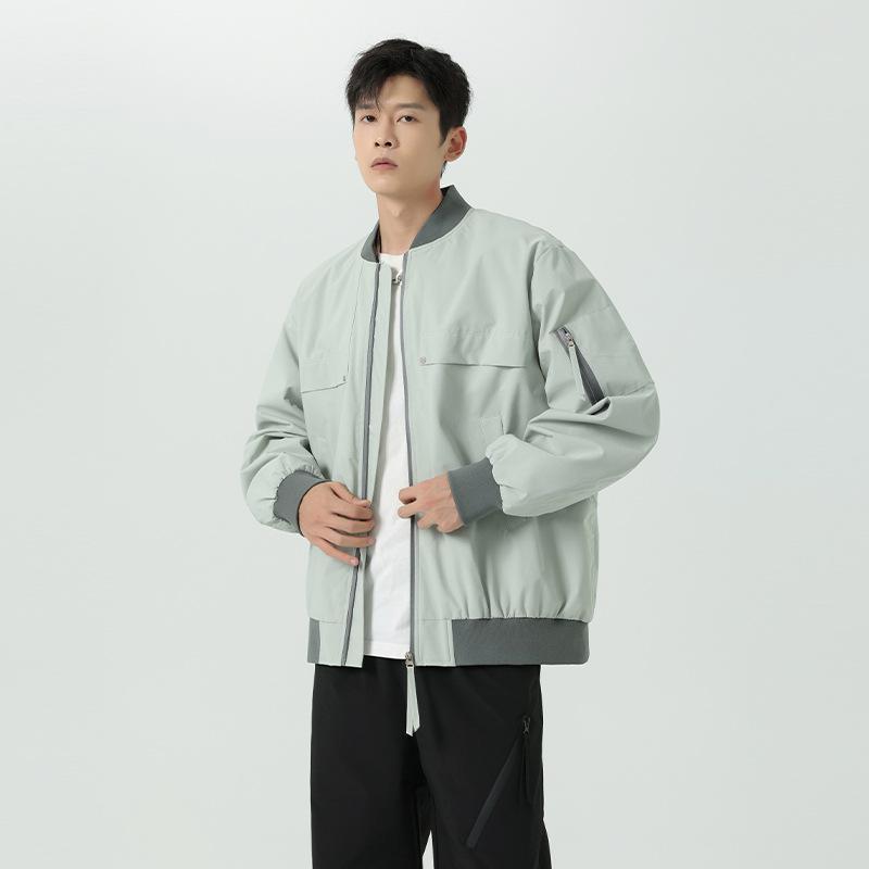 

Autumn and Winter New Jacket Men s Baseball Collar Jacket Loose Casual Fashion Splicing Thin Jacket Tide 4XL світло-сірого кольору