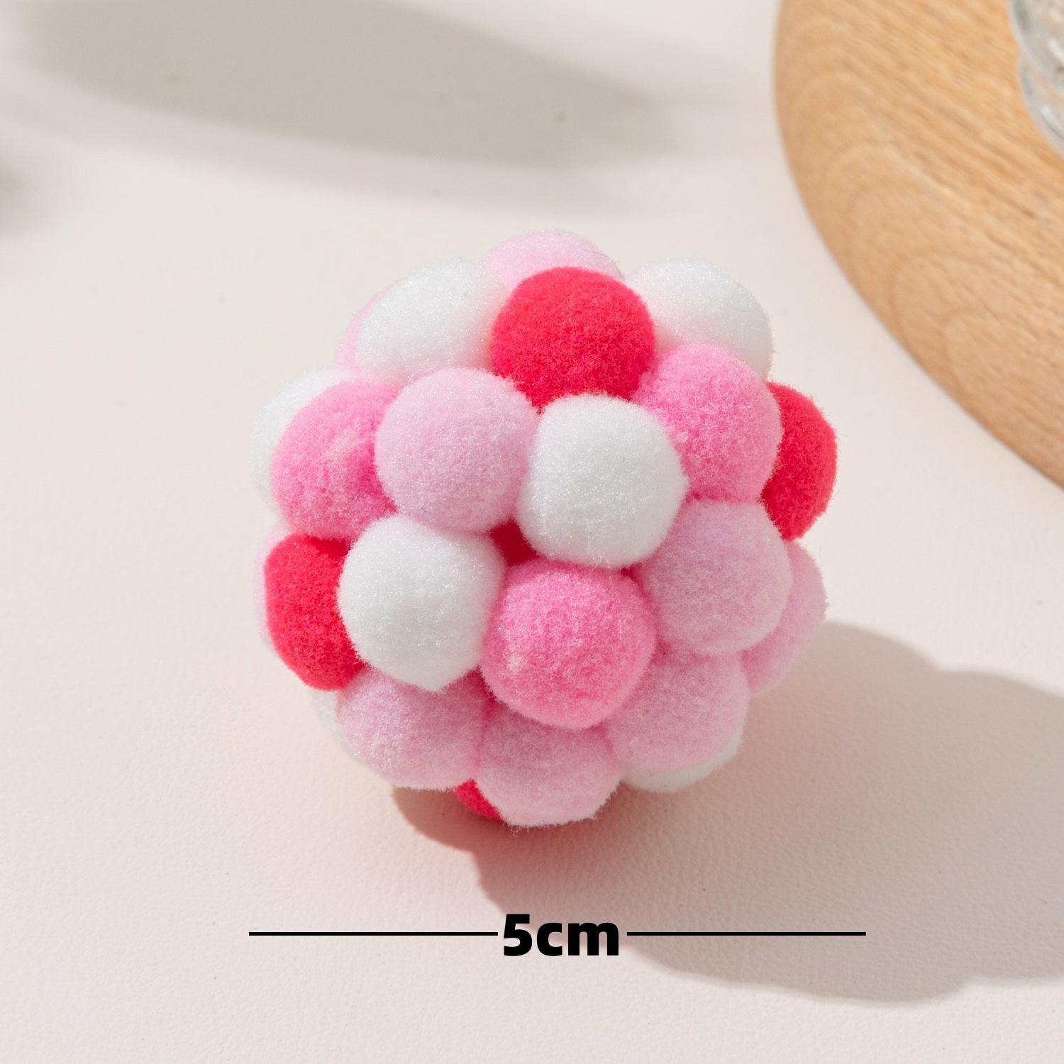 

1 шт., игрушки для кошек, плюшевый мяч для кошек, эластичный мяч для питомцев, мяч для самостоятельной игры с кошкой, разноцветный шерстяной мяч розовый