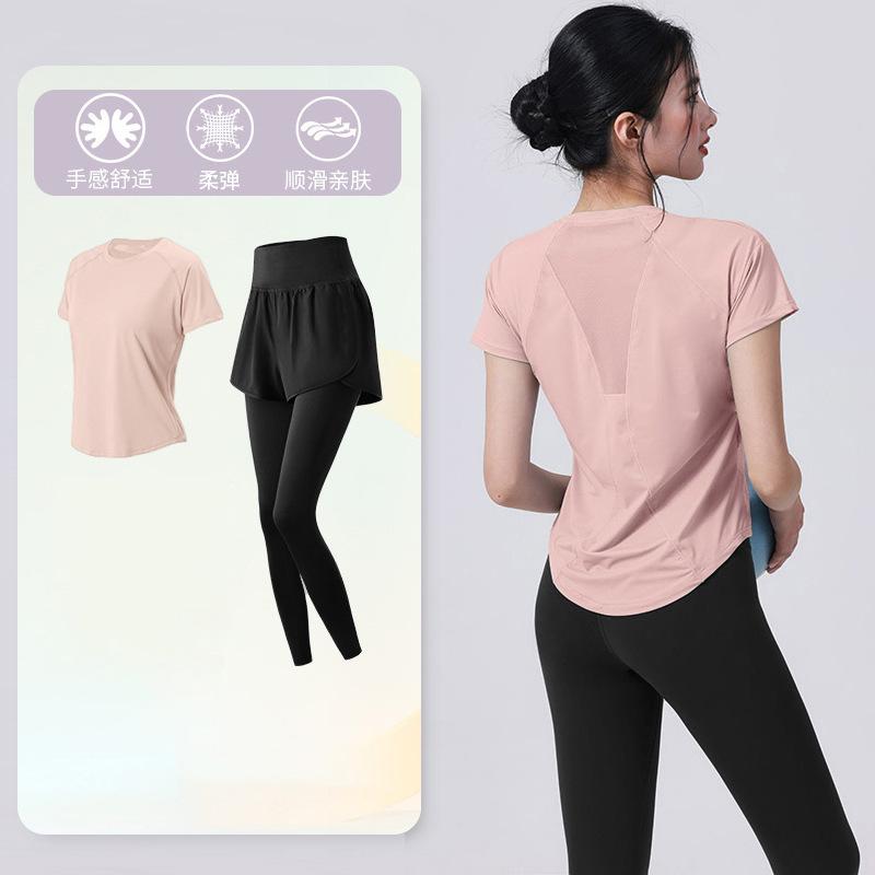 Tennis suit women's short-sleeved training clothes outdoor running quick-drying clothes thin badminton T-shirt fitness clothes