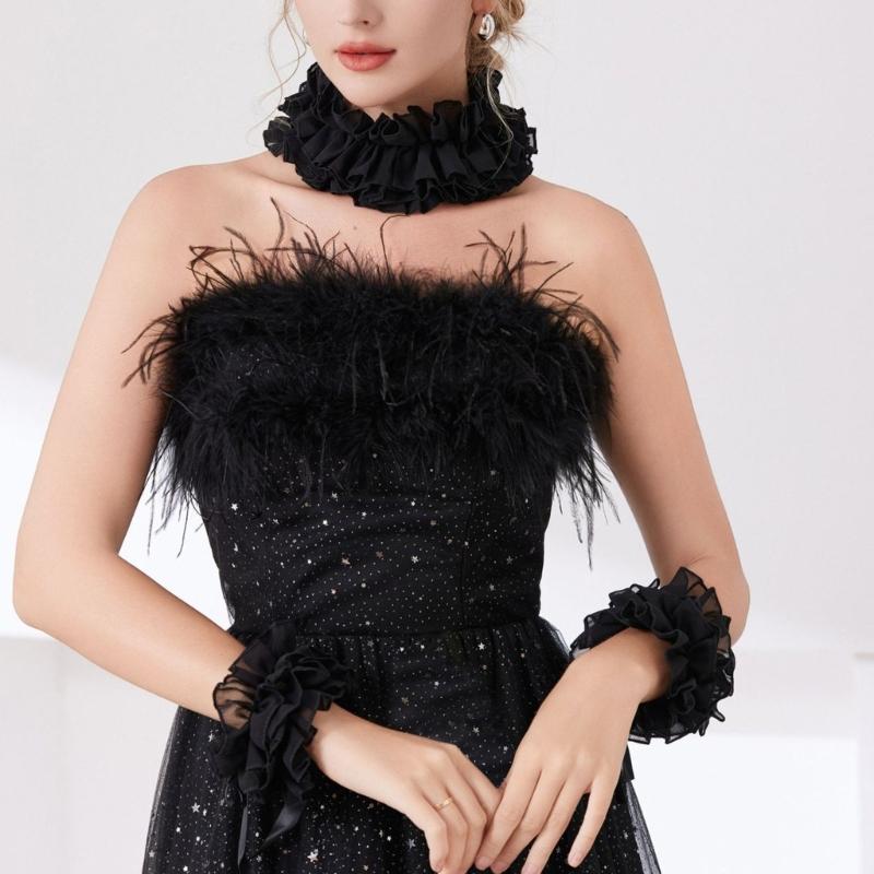 Ruffled Collar Girls Lace Victorian Collar Lapel Medieval Cosplay Victorian Ruffled Tie Collar