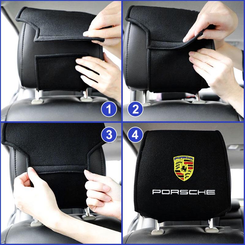 Fashion Car Seat Back Headrest Pillow Storage Bag Dustproof Cover For Porsche Boxster Cayenne Panamera Macan Cayman 911 918 996 917 991