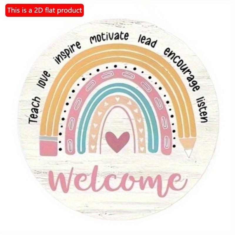 2D Flach 20*20cm, Klassenzimmerdekoration, Runde Holzdeko, Kreative Dekoschilder für Klassenzimmer, für Zuhause, Garten, Klassenzimmerdeko.
