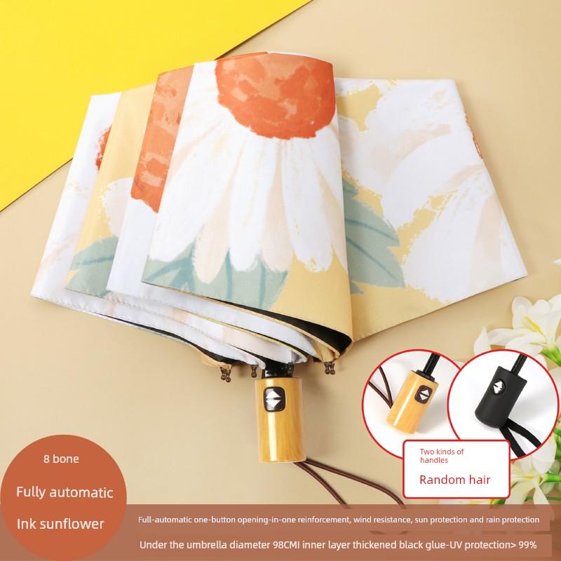 Umbrella for Girls, Compact, Portable, Foldable, Stylish, Automatic, Dual-Purpose for Sun and Rain, Sunshade, Sun Protection, Uv Protection, Sun