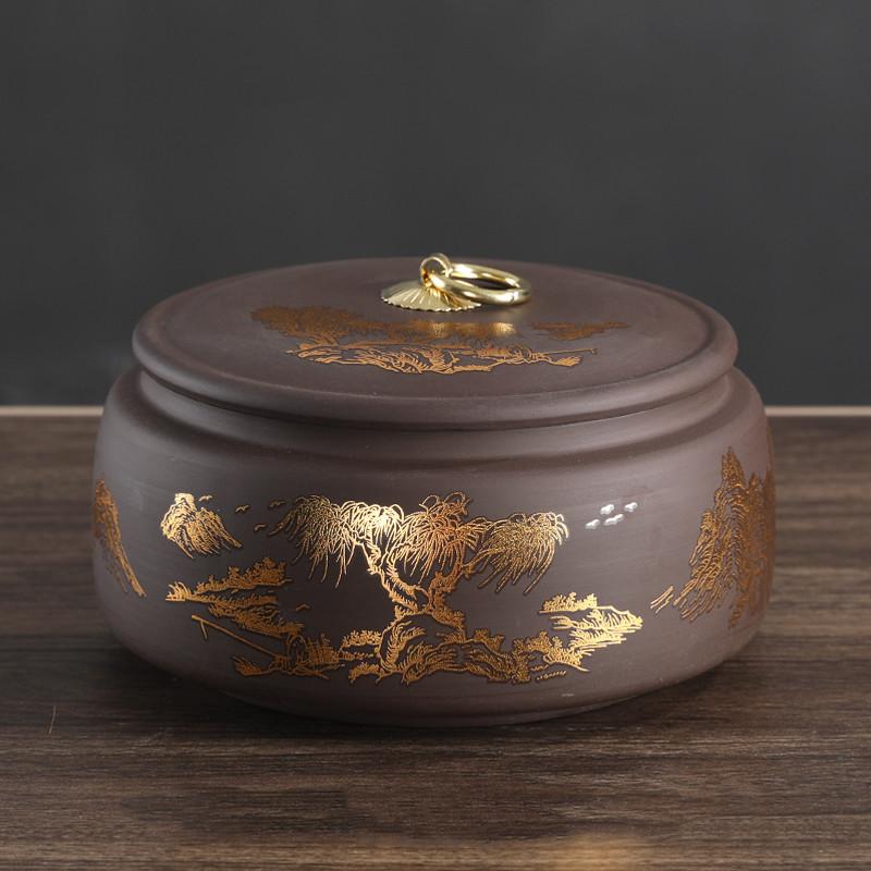 Retro fialový jílový čaj Caddy Domácí kuchyně s víkem Sklenice odolné proti vlhkosti Skladování cukrovinek Hrnec Butik Příslušenství na čajové nádobí Dózy na čaj