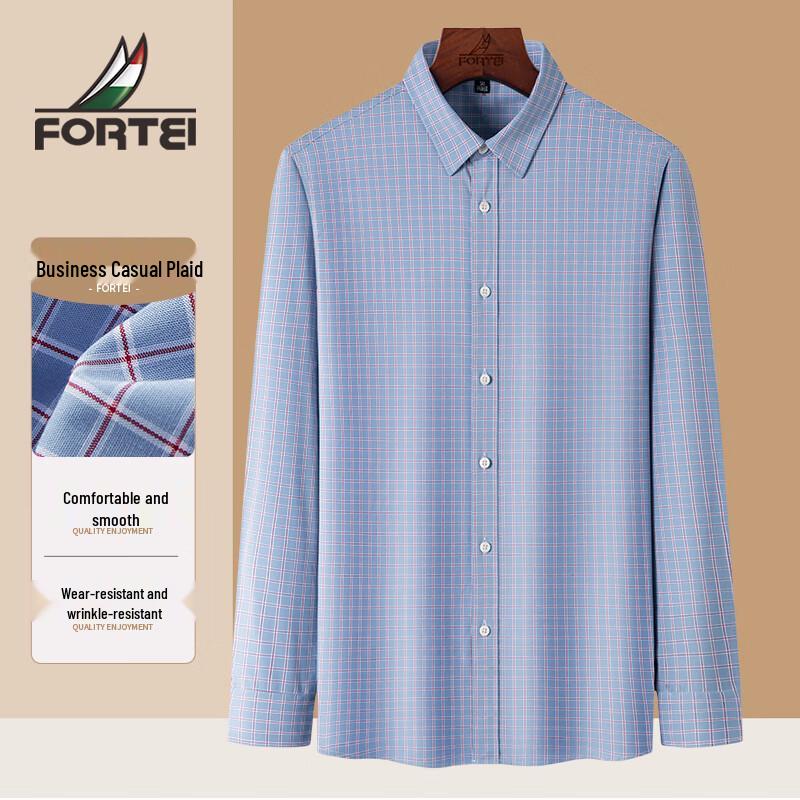 

Мужская клетчатая рубашка с длинным рукавом в стиле business casual от FORTEI 54