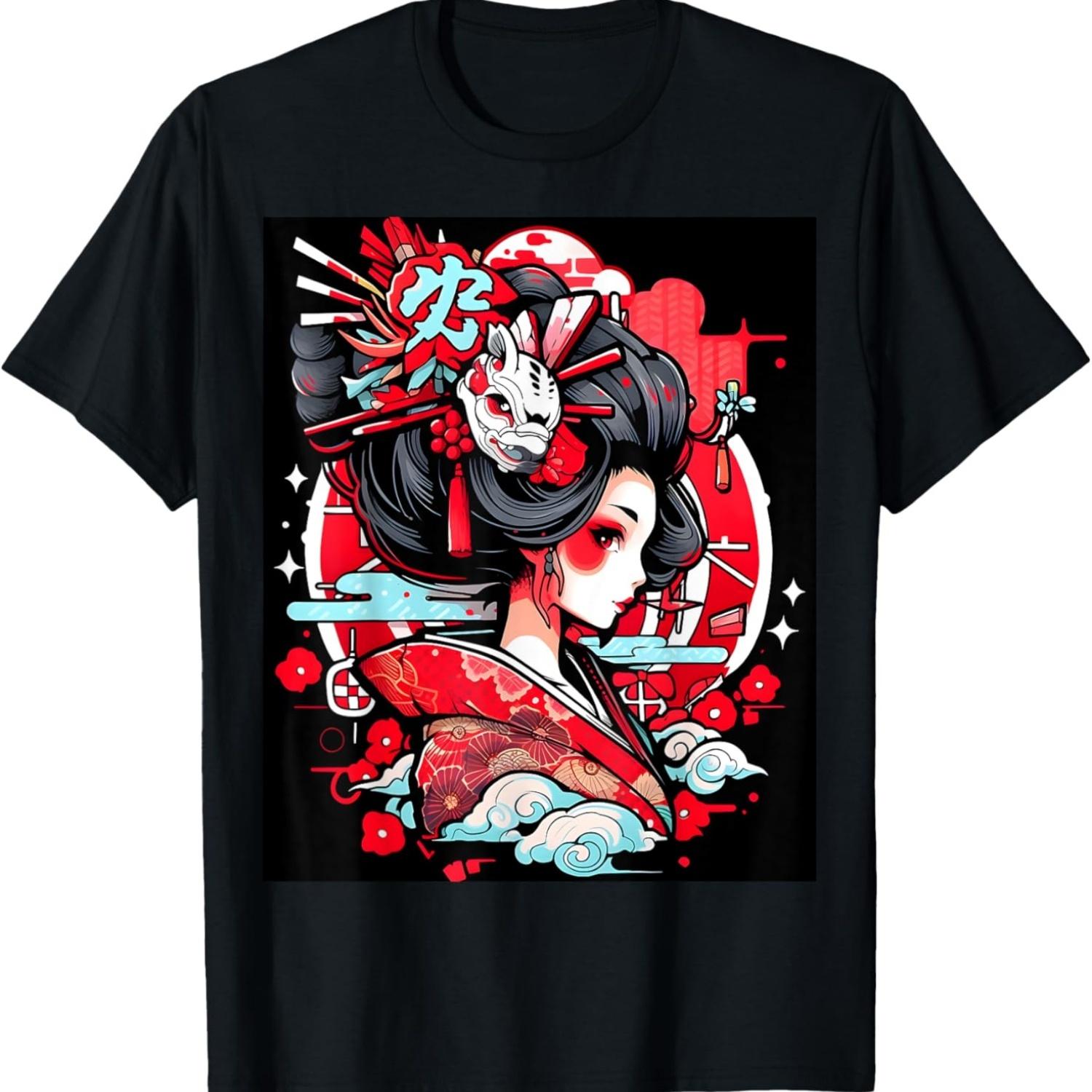 

Geisha_ Unique Graphic Design T-Shirt S чёрный