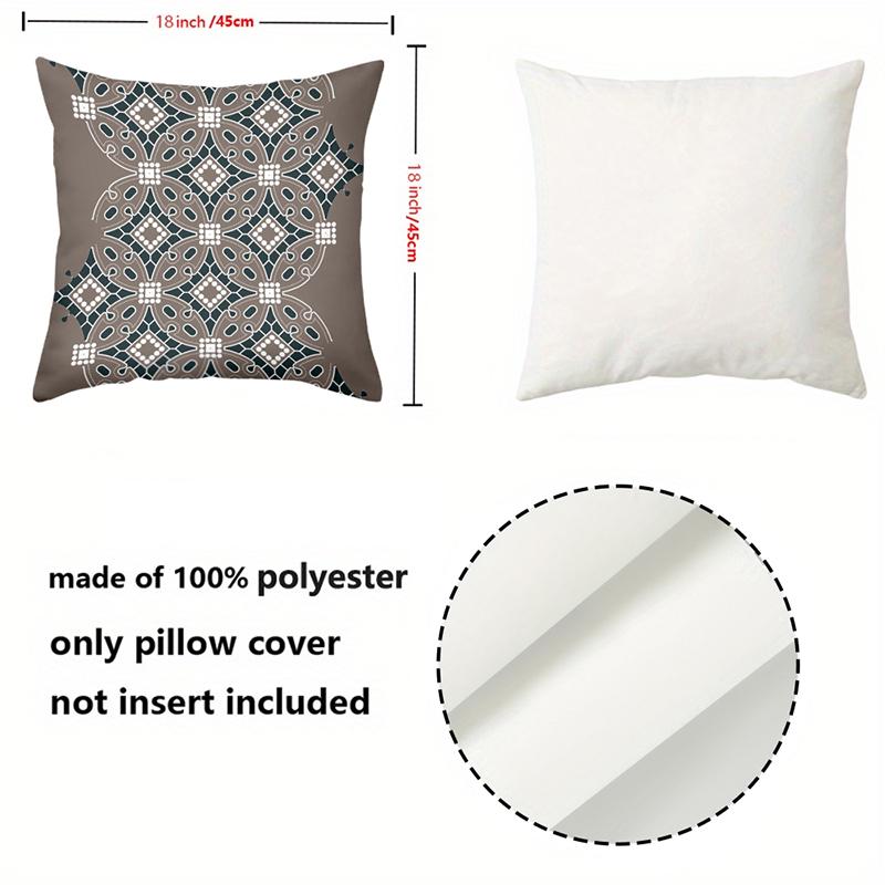Brown Throw Pillow with Intricate Geometric Patterns Polyester Pillowcase, Sofa Decorative Cushion Cov Headboard Pillow
