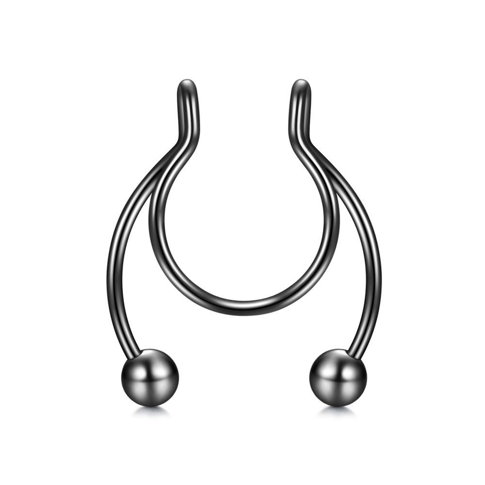 1pcs U-shaped Non-pierced Fake Nose Septum Piercing Surgical Steel Nose Spiral Hoop Rings for Women Men Nose Piercing Nariz