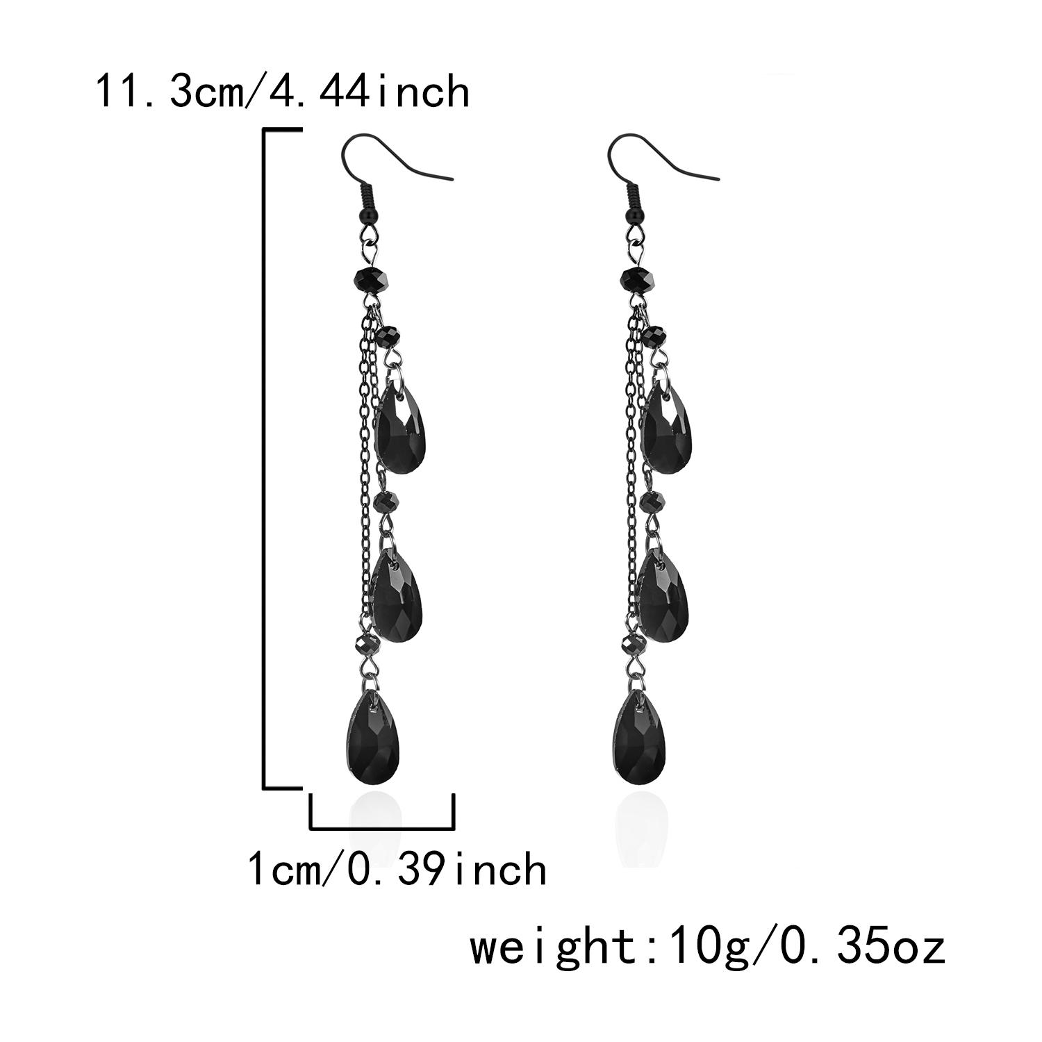 

Halloween Punk Crystal Black Blood Drop Pendant Tassel Chain Earrings Hook for Women Party Minimalist Gift Wholesale Jewelry