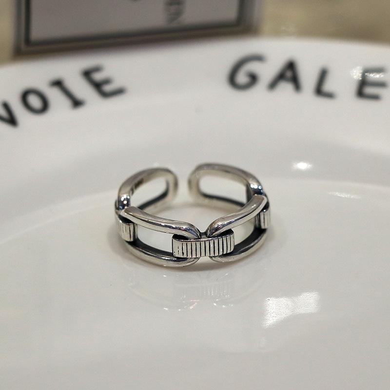 Yin Taifei Retro Silver Minimalist Open Chain Ring