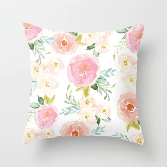 Kissenbezug Heimdeko Sofa Rote Blume Quadratische Dekoration