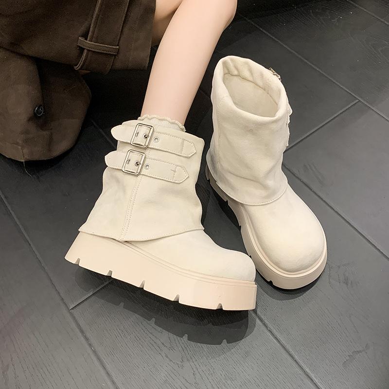 In the autumn of 2025, the new trouser boots, British style short boots, thick-soled heightening, versatile and absolutely perfect, Maillard stacking