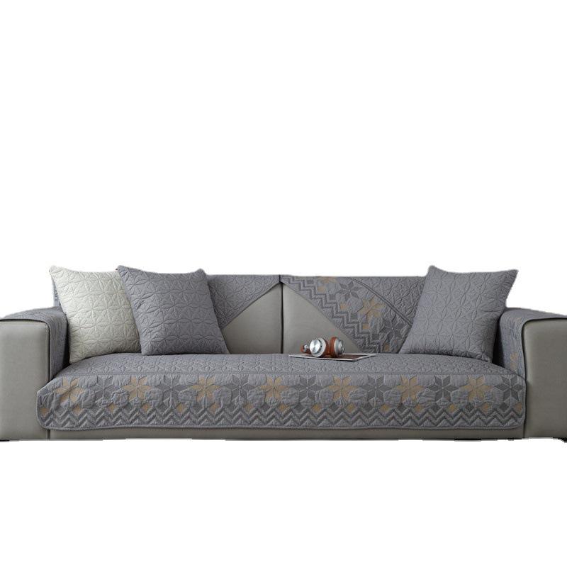 Universal Washed Cotton Embroidered Sofa Cushion for All Seasons Modern Simple Anti-slip Washed Sofa Cushion Towel