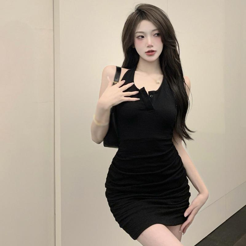 Dámské šaty Hip Wrap Těsné podvazky bez zad jednobarevné