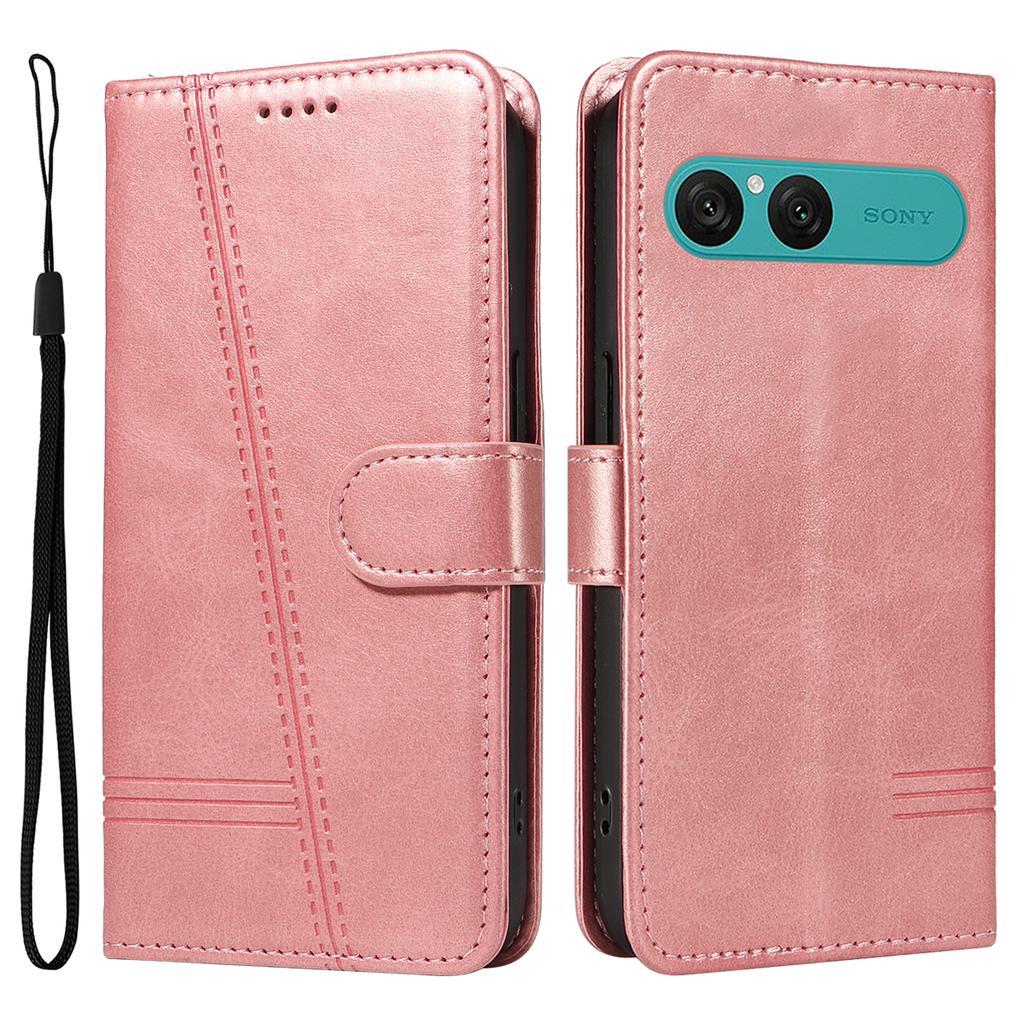 For Sony Xperia 10 VII Wallet Case T-Shape Lines Leather Phone Cover Stand