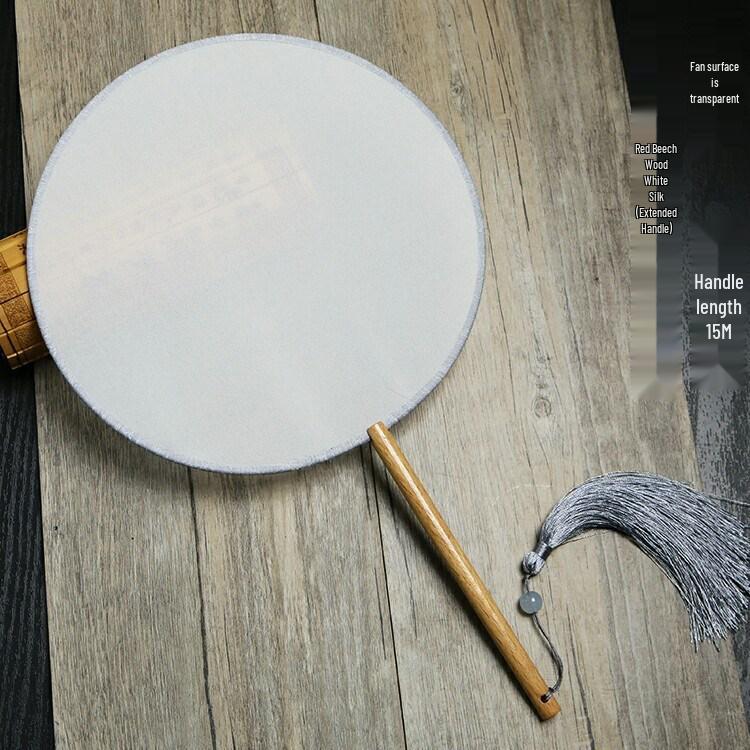 Vintage Silk Hand-Painted Gongbi Fan - Classic Chinese Round Palace Design