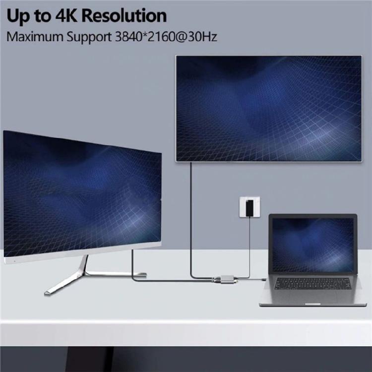 Aluminum USB C Adapter Dock Double HDTV 4K 60Hz Output Type C to HDTV Splitter for Double Monitors