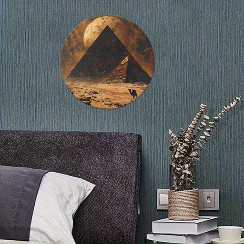 Vintage Metal Wall Art Retro Desert Pyramids Easy Hang Decor For Home Bar Cafe
