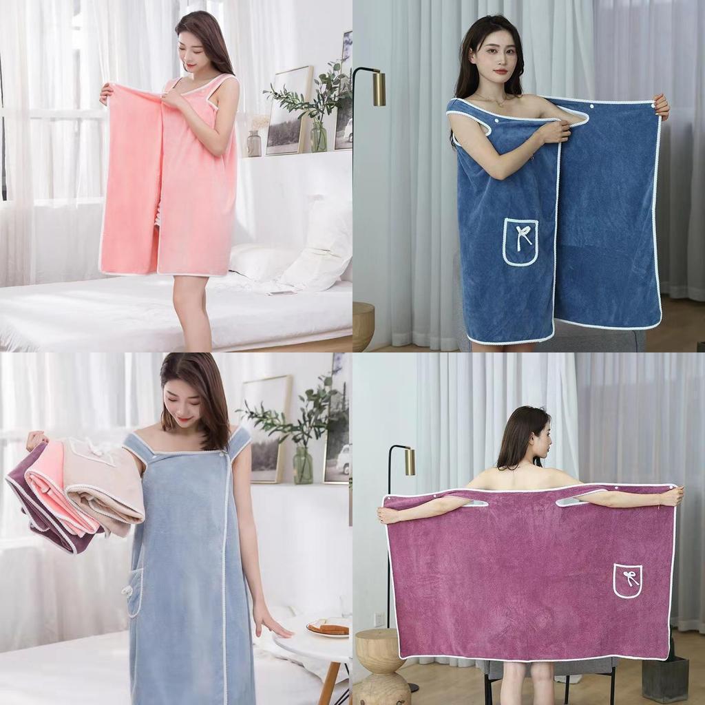 Luxury Coral Fleece Bath Wrap With Absorbent Toweling For Adults Home Spa Use