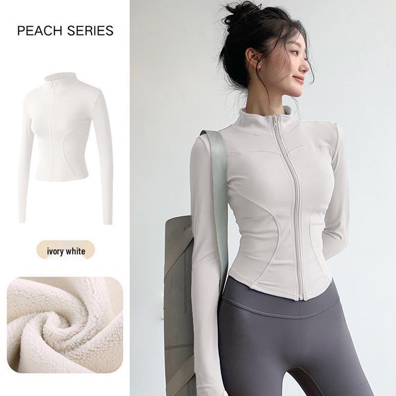 Women's Slim-Fit Fleece-Lined Running Jacket - Autumn/Winter 2025 Yoga & Fitness Long Sleeve.