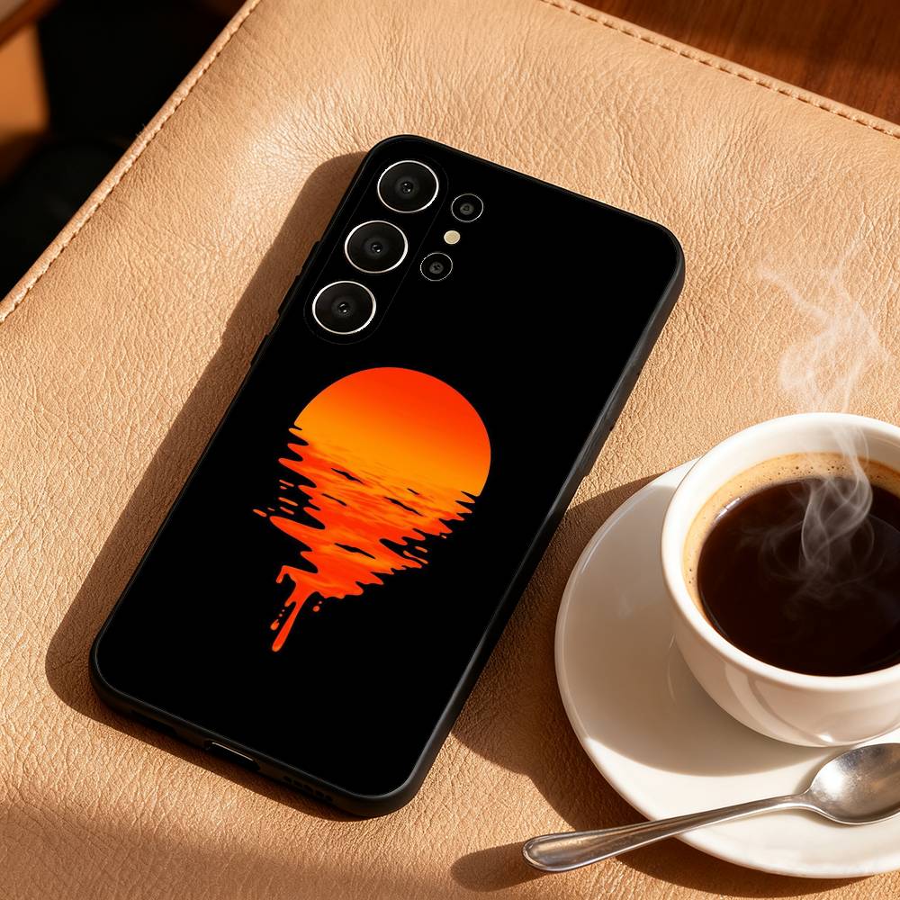 P-Malerei S-Sonnenuntergang Handyhülle Für Samsung S25,24,23,22,30,21,10,9,Ultra,Plus,Lite,FE Weiche Schwarze Hülle