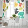 Cortinas de janela com estampa de pata de cachorro coloridas Cortinas para sala de estar Itens decorativos Sala de estar
