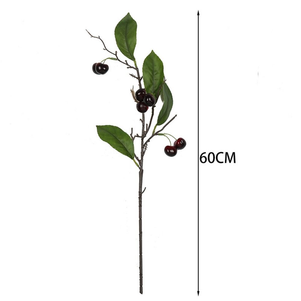7PCS Cherry Faux Berry Branches Floral Arrangement Red Cherry Decorative Branches  Desktop Ornament