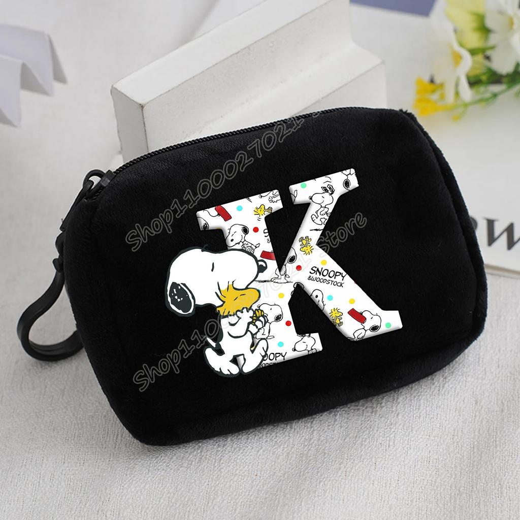 Snoopy Coin Purse Kawaii Cartoon Mini Wallet Man Woman Zipper Purse Fashion Anime Black Money Card Storage Bags Birthday Gift
