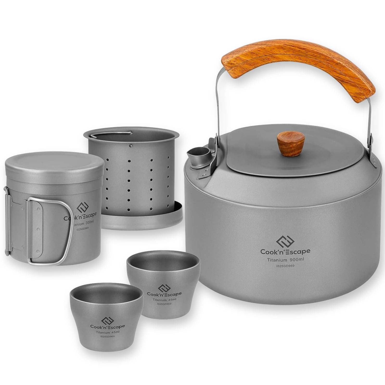 

Титан Кофе Чай Легкий и Включает и Идеально подходит для Отдыха на открытом воздухе в одиночку и для Аварийной готовности COOK N ESCAPE Набор из 8 предметов и, Компактный, Чайник,