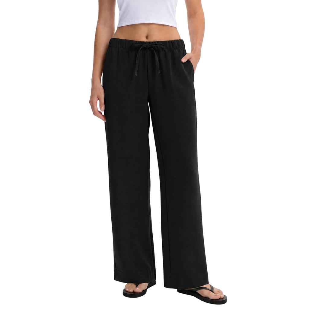 Women's Casual Wide Leg Pants with Elastic Waistband and Drawstring for Everyday Comfort