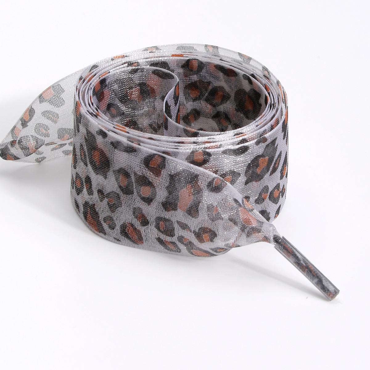 

1 пара женских шнурков шириной 2,5 см из органзы и шифона с леопардовым принтом, длиной 80-160 см, шнурки-бантики для парусиновых кроссовок, шнурки для белой обуви 80cm