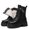 British winter velvet cotton Martin boots women's rivets medium tube high heel locomotive short boots knight thick heel fashion boots
