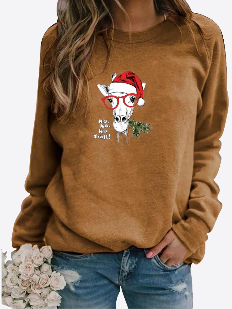 Felpa casual invernale da donna con stampa di girasoli, girocollo, maniche lunghe, ampia, maglietta grafica da donna, camicetta taglie forti