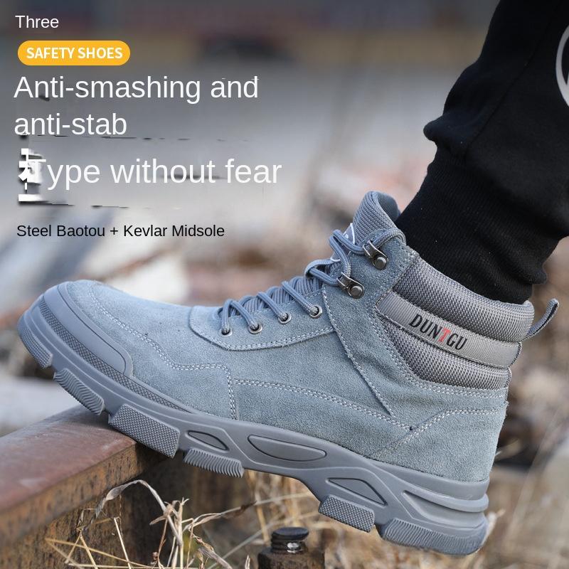 High-top Labor Insurance Shoes Steel Bag Head Electric Welding Shoes Anti-smashing and Anti-piercing Safety Work Shoes