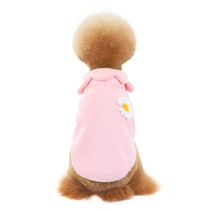 New Pet Sweater Autumn and Winter Fleece Warm Dog Clothes Sunflower Design Fashion Daisy Fighting Dog Clothes