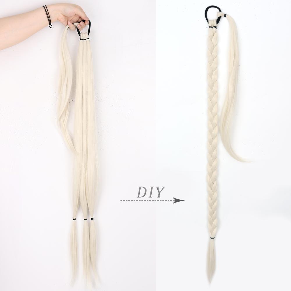 

MISS WIG Синтетическое волокно, плетеный хвост, натуральный обруч, длинные наращенные волосы, черный, коричневый, белый, длинный прямой шиньон 85 cm