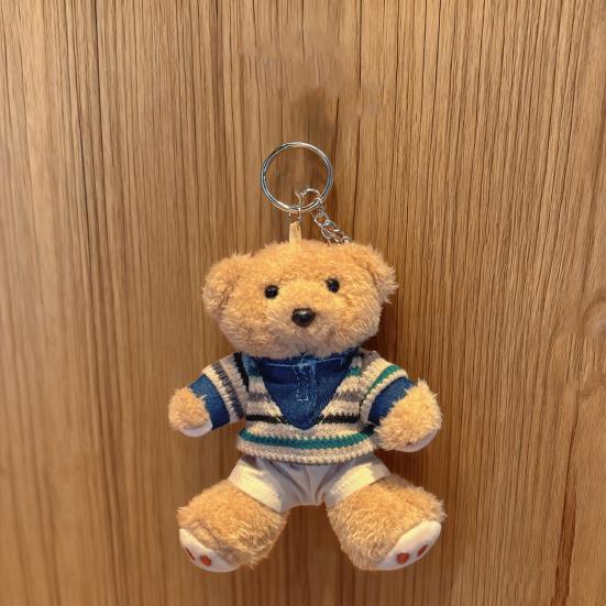 6 Inch Plush Bear Keychain Cartoon Bear Bag Charm Cute Stuffed Animal Keyring for Backpack Handbag Keys Hanging Accessories
