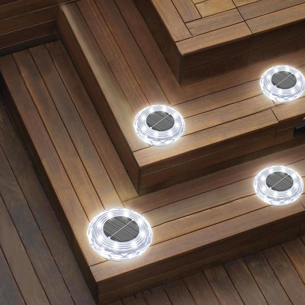 8LED Solarenergie Scheibenleuchte Außen Garten Solar Untergrundleuchte Deckleuchte Scheinwerfer Eingebaute Solar LED Lampe Gartendekoration