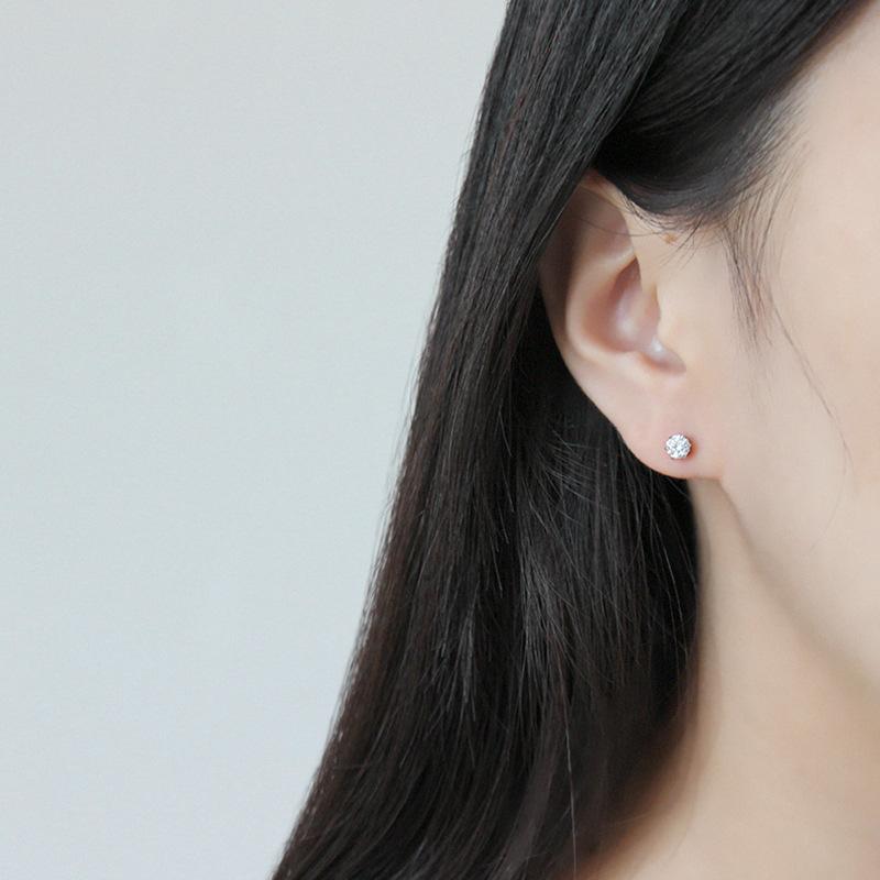 Various Sized 3mm 4mm 5mm 6mm Zircon Zc White Stone Studs Earrings 18K Gold Plated for Wedding Engagement Anniversary Party