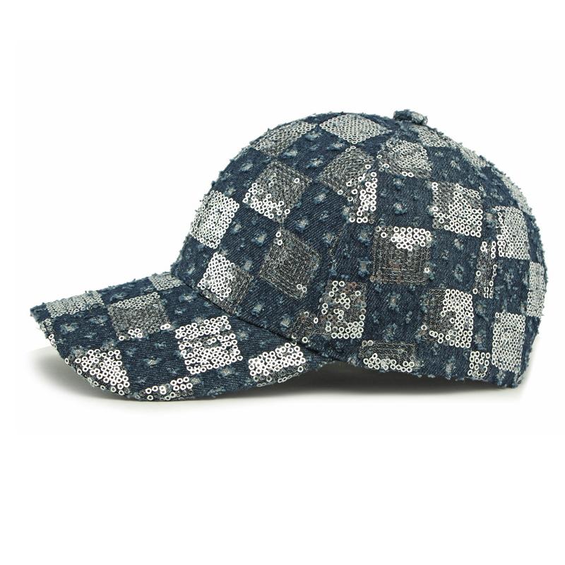 Women's Sequin Baseball Cap Men Denim Cap Outdoor Sun Protection Sun Hat