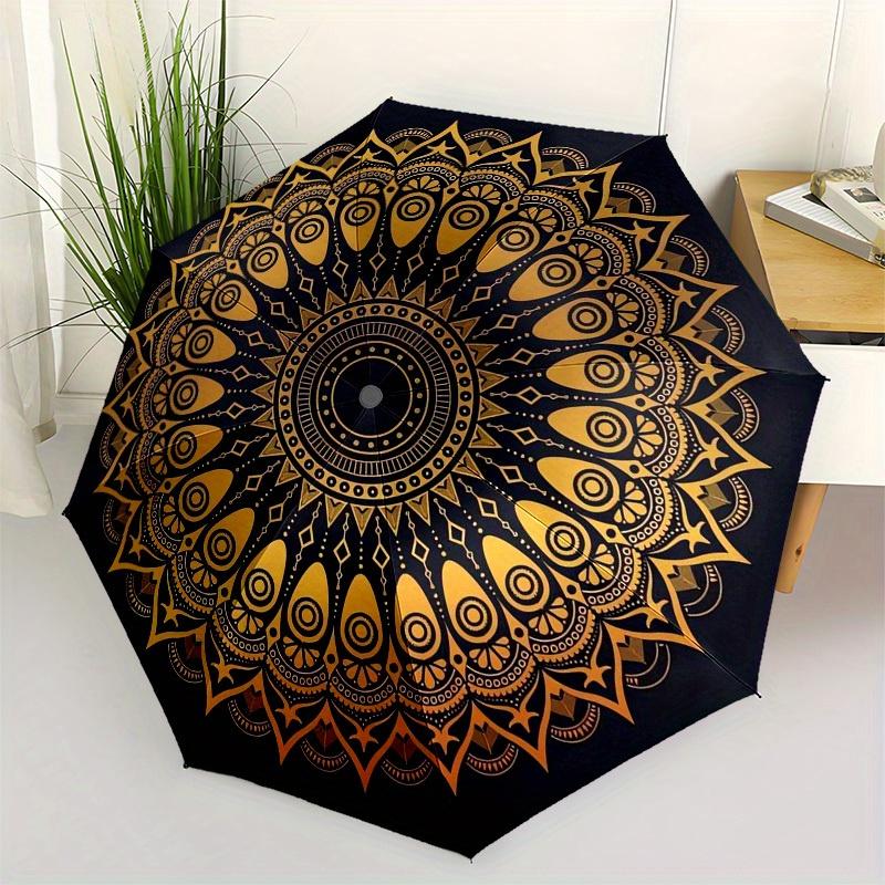 

1pc Golden Mandala Pattern Design Umbrella with Plastic Handle,Suitable for All Seasons Home Travel Outdoor UmbrellaM1272