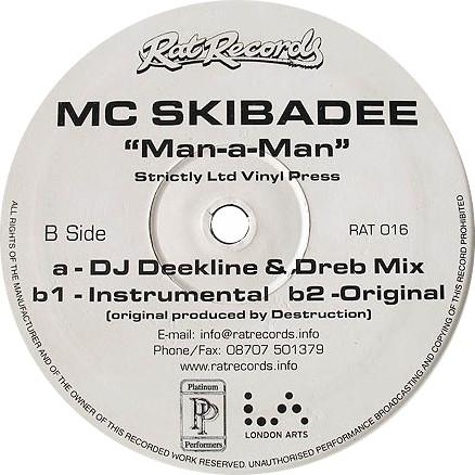 

12inch Record MC SKIBADEE Manaman RAT016 RAT 2003 UK Dance Electronica Used