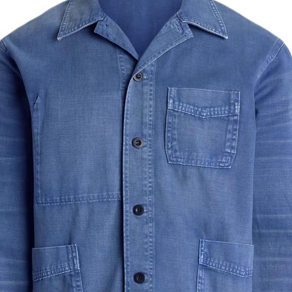 Polo Ralph Lauren Solid Cotton Twill Button Long Sleeve Jacket Men jackets Blue MNPOOTW16021659-400
