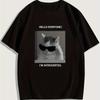 Women's Casual Cat Pattern T-shirt Breathable and Fashionable Round Neck Short Sleeved Summer Outdoor Activity Top T-shirt