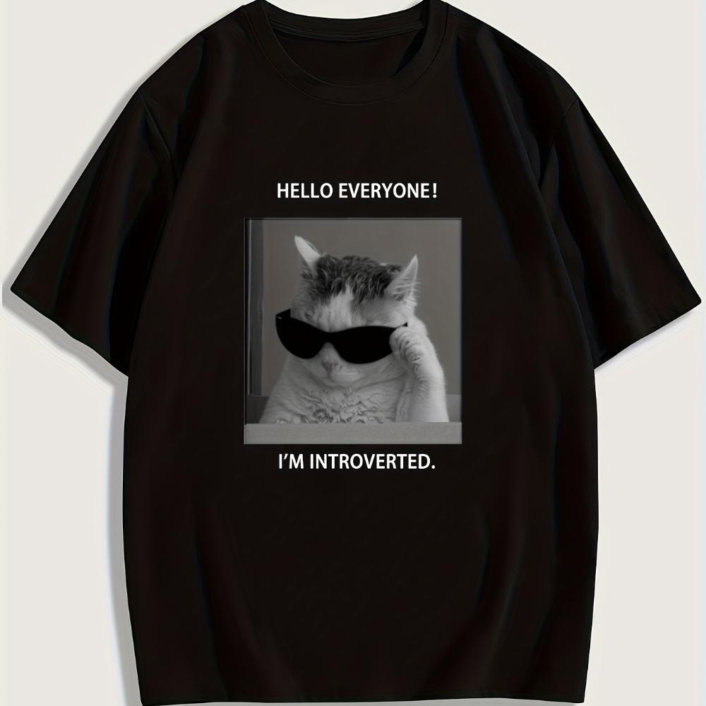 

Женская повседневная футболка с кошачьим узором, дышащая и модная, с круглым вырезом, с короткими рукавами, летняя, для активного отдыха на открытом воздухе 4XL