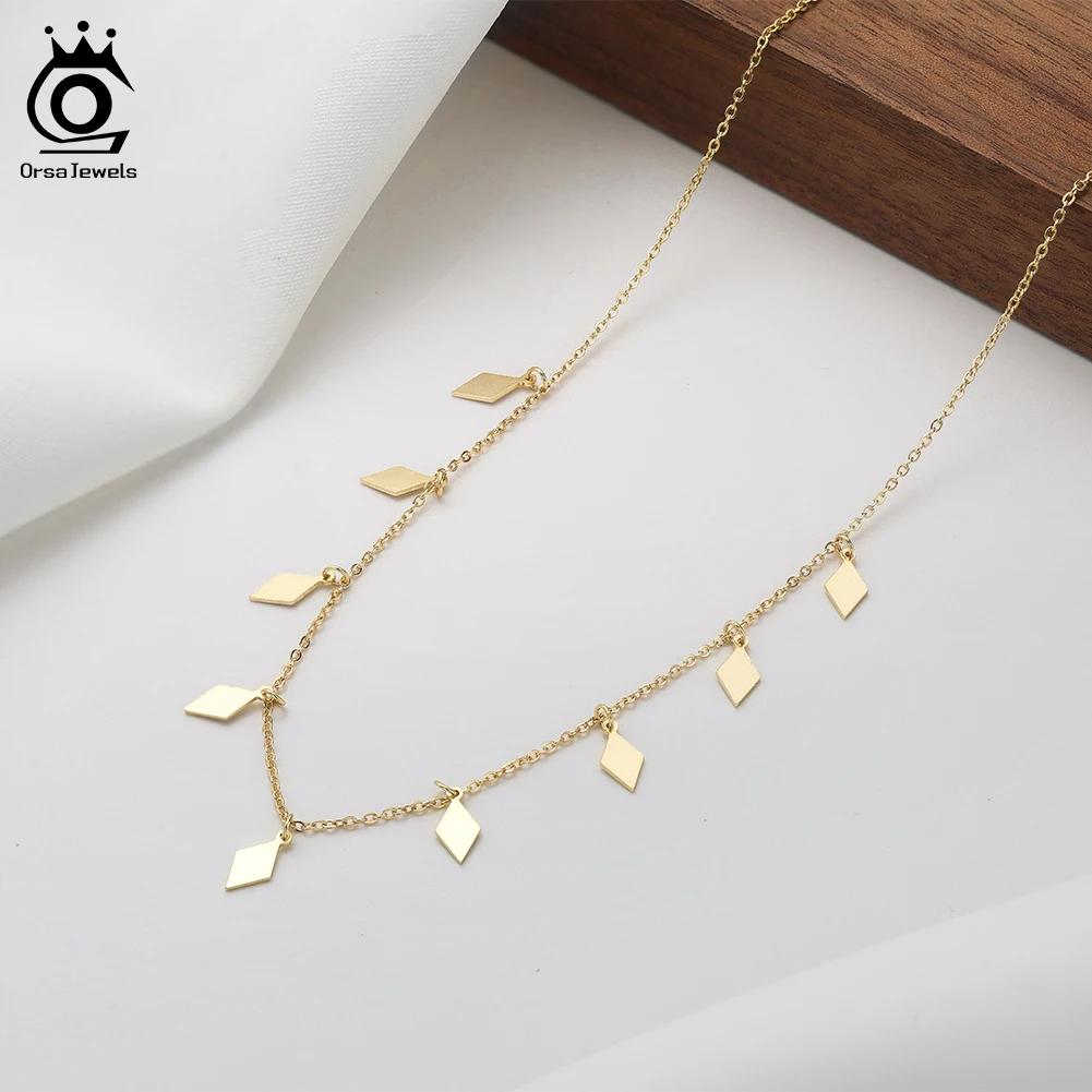 ORSA JEWELS 925 Sterling Silver Vintage Necklace for Women Gift Chain Collarbone Collares Chic Party Jewelry Gift BQN25